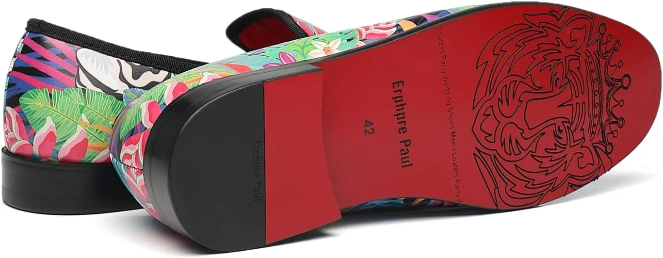 Men Loafers Smoking Colorful Tiger Head Prom Homecoming Wedding Party Shoes