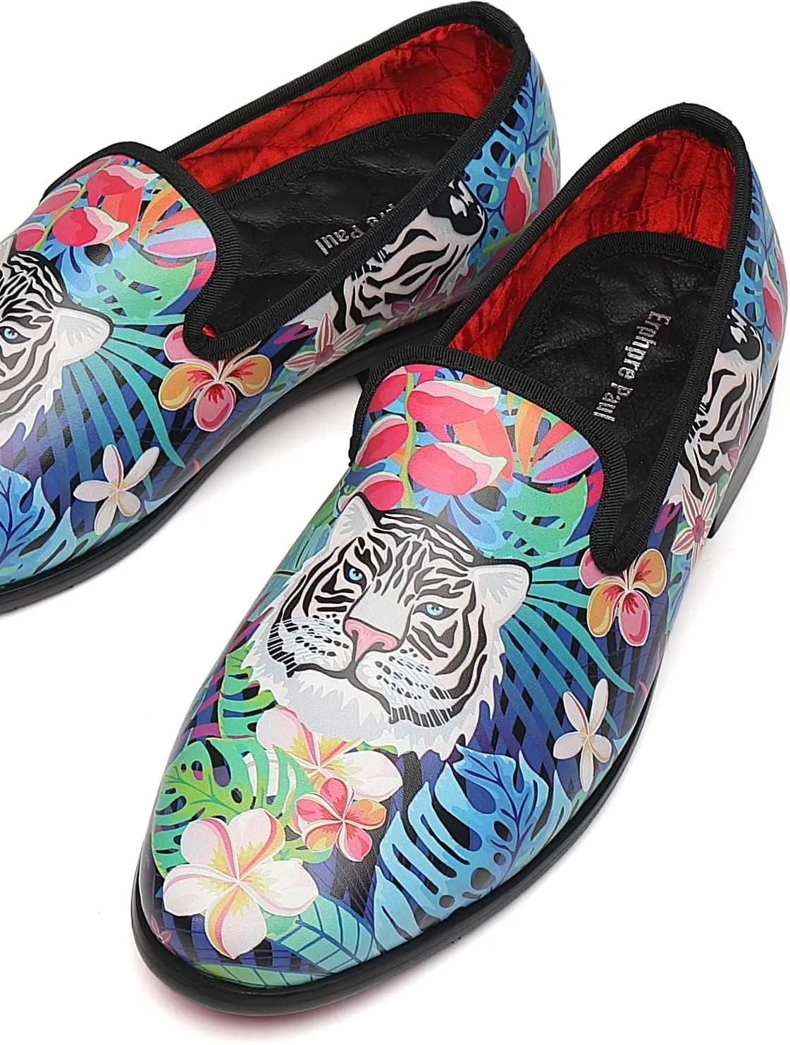 Men Loafers Smoking Colorful Tiger Head Prom Homecoming Wedding Party Shoes