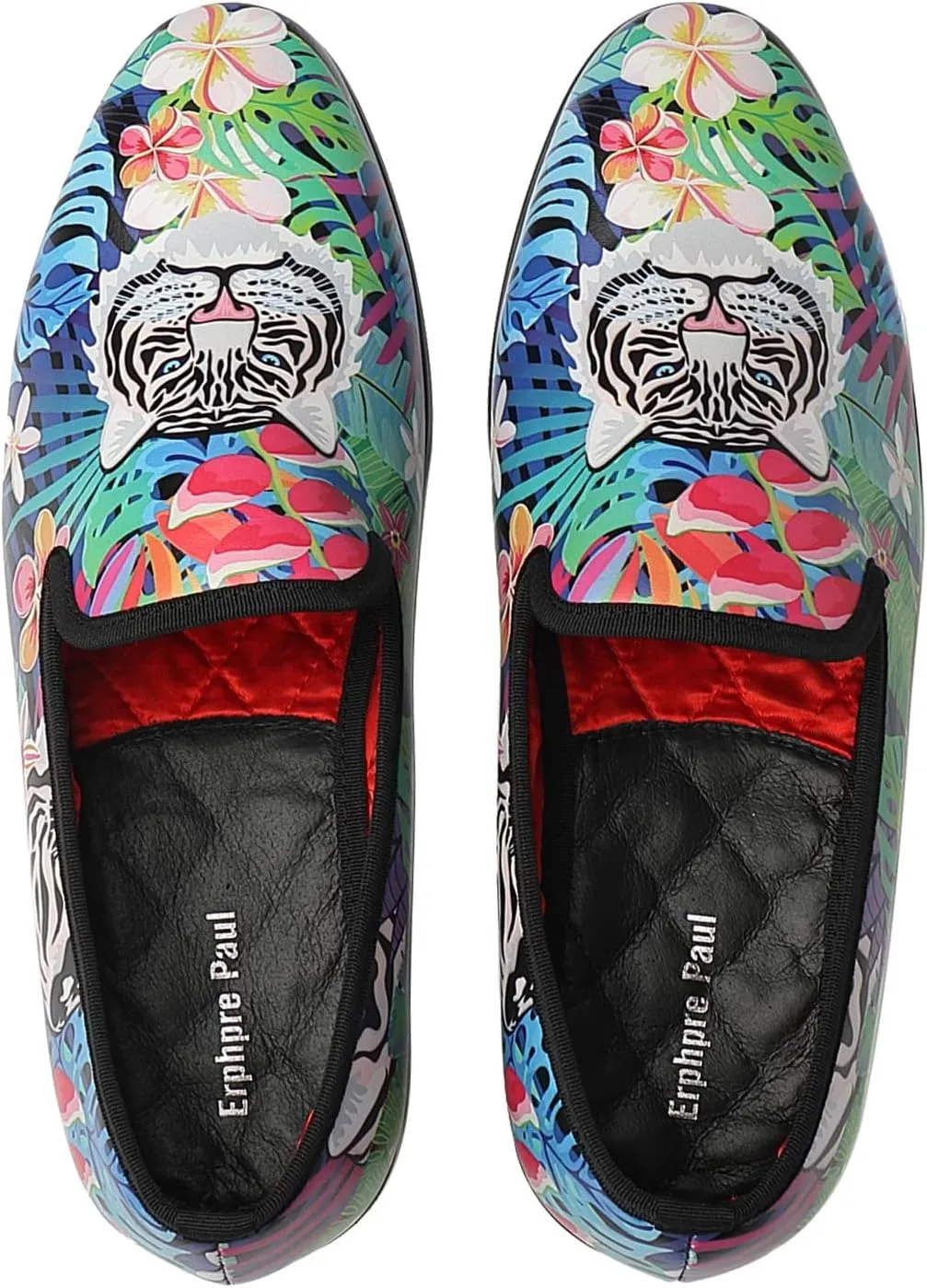 Men Loafers Smoking Colorful Tiger Head Prom Homecoming Wedding Party Shoes