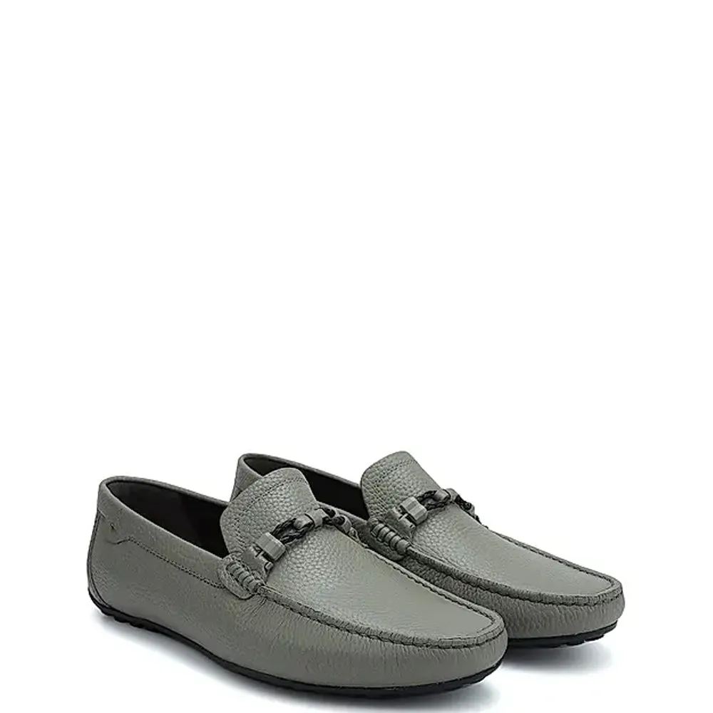 Men Textured Leather Driving Loafers
