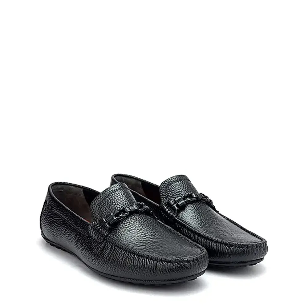Men Textured Leather Driving Loafers