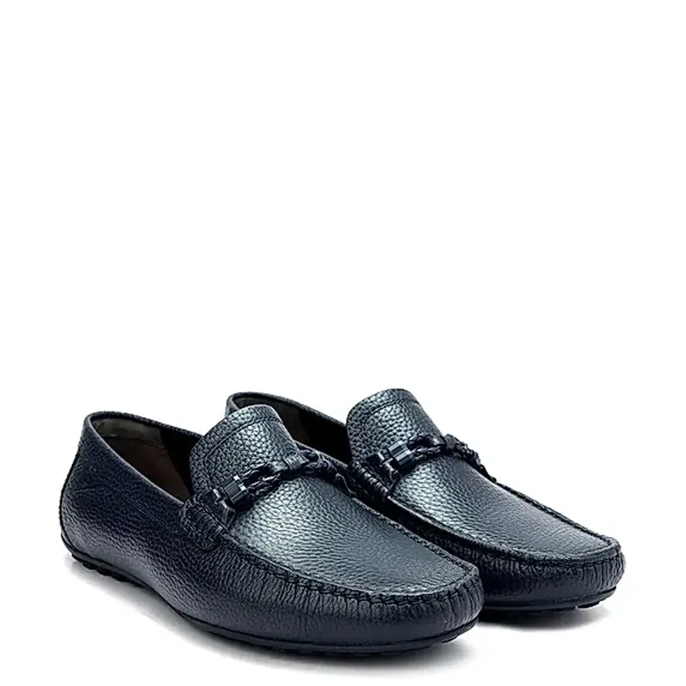 Men Textured Leather Driving Loafers
