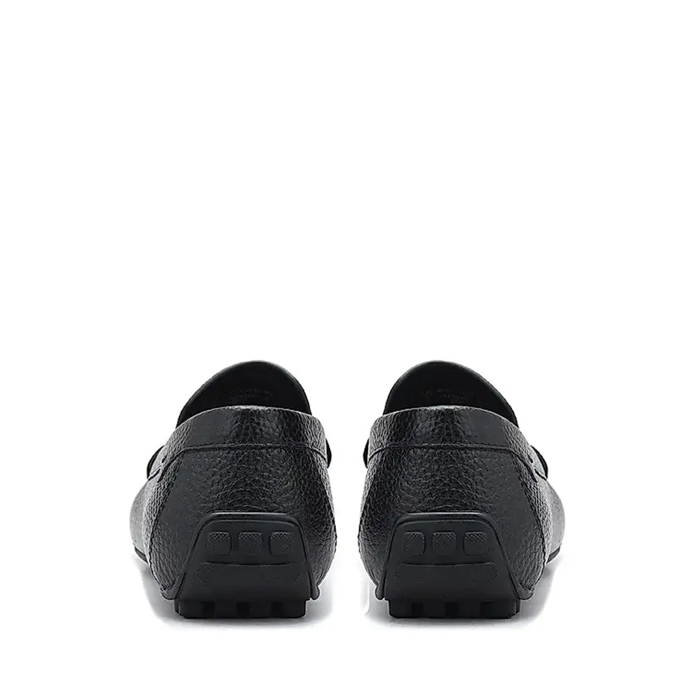 Men Textured Leather Driving Loafers