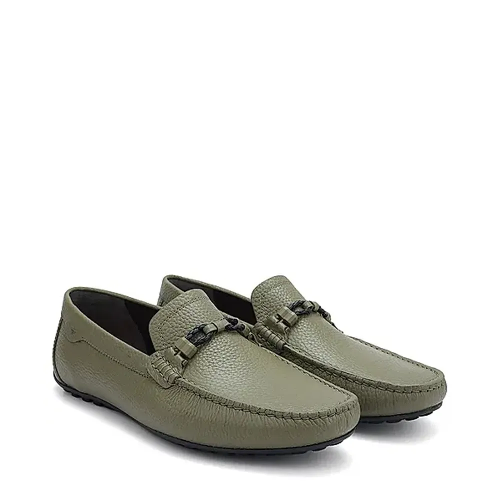 Men Textured Leather Driving Loafers