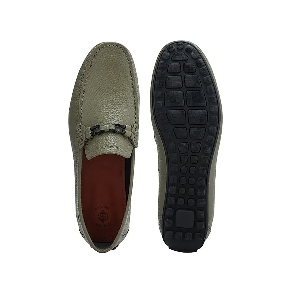 Men Textured Leather Driving Loafers