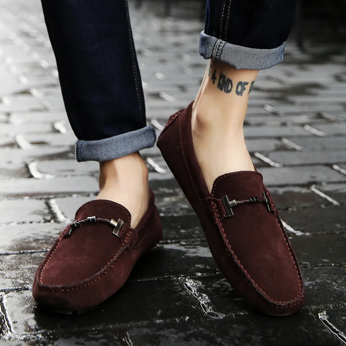 Men's Belt Hardware Driving Moccasins
