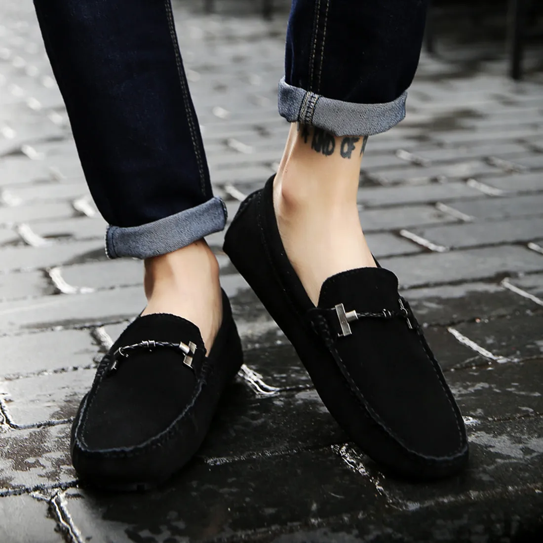 Men's Belt Hardware Driving Moccasins