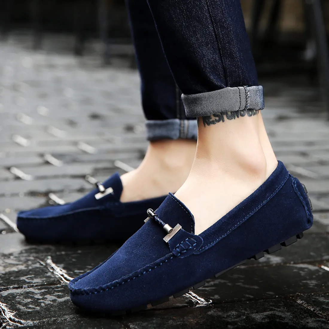 Men's Belt Hardware Driving Moccasins
