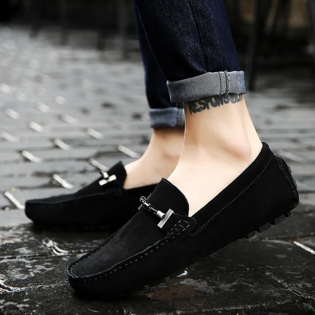Men's Belt Hardware Driving Moccasins