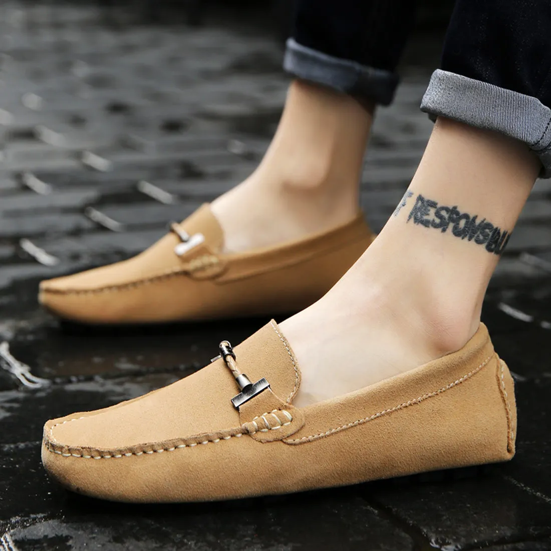 Men's Belt Hardware Driving Moccasins