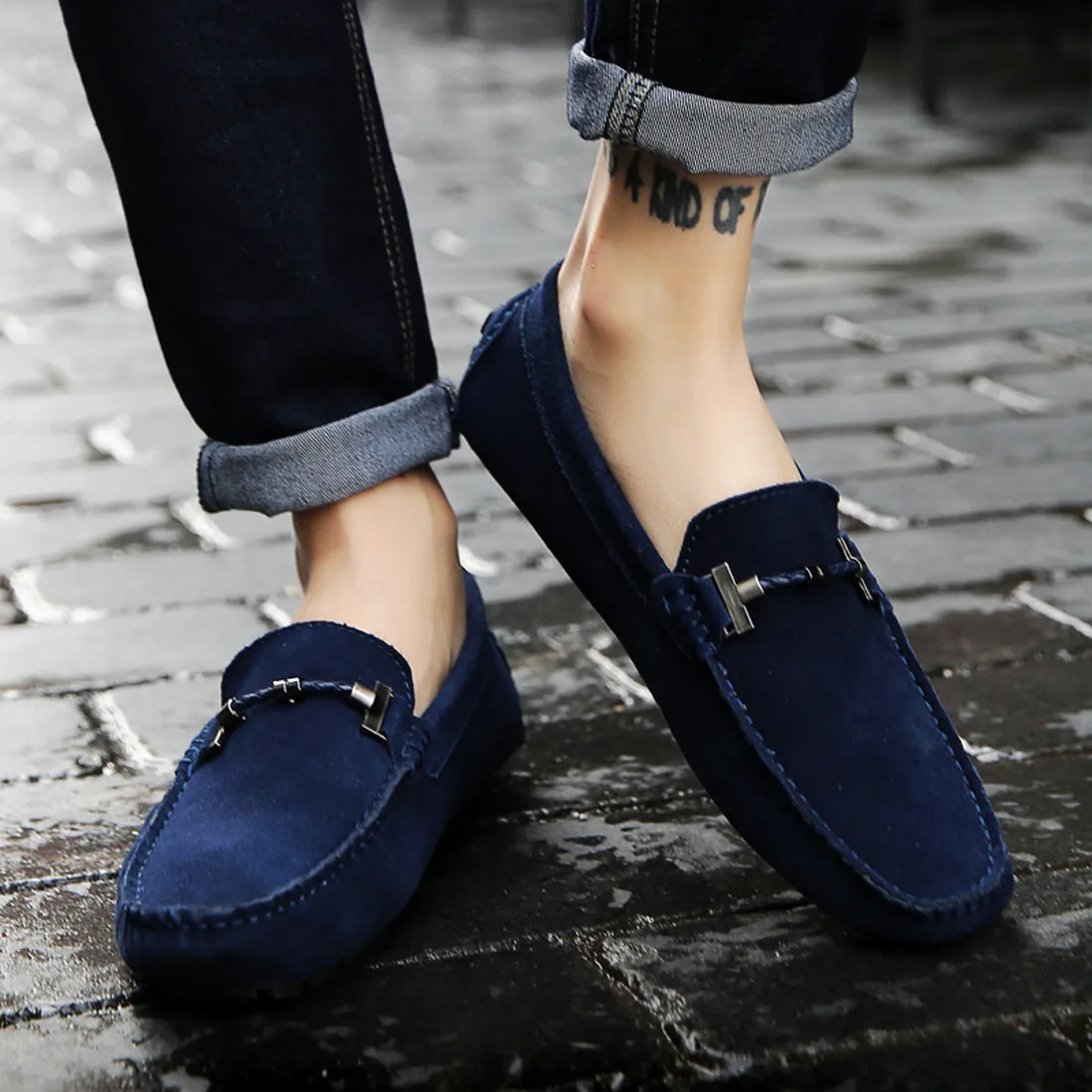 Men's Belt Hardware Driving Moccasins