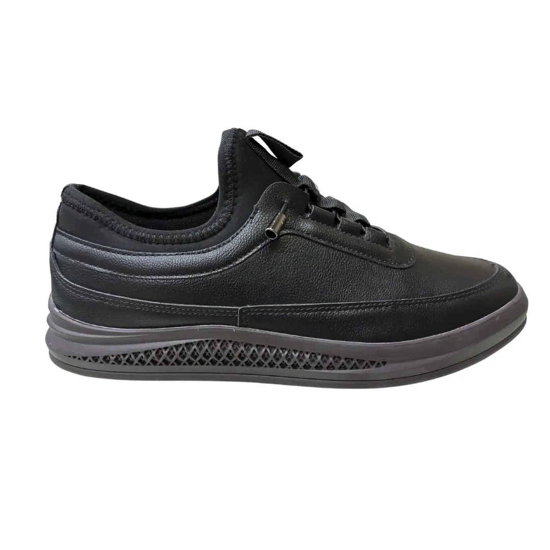 Men’s Black Leather Casual Sneakers | Stylish & Comfy