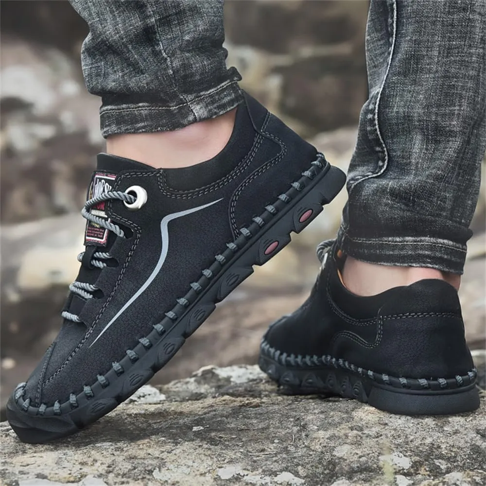 Mens Casual Leather Shoes Ankle Chukka Boots Slip On Lightweight Loafers Mid top Walking Driving Shoes for Male
