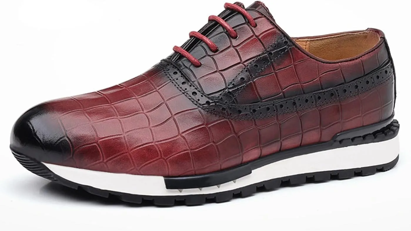 Men's Casual Sneakers - Genuine Leather Oxfords Shoes for Business & Walking | Breathable Comfortable Lightweight Fashion Sneakers for Men