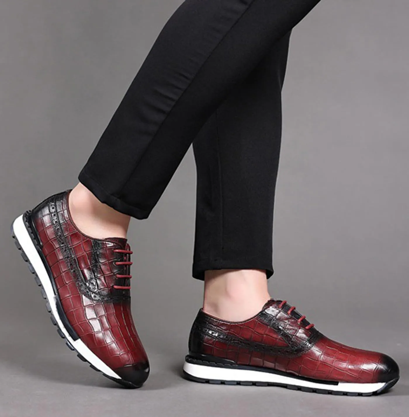 Men's Casual Sneakers - Genuine Leather Oxfords Shoes for Business & Walking | Breathable Comfortable Lightweight Fashion Sneakers for Men