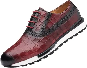 Men's Casual Sneakers - Genuine Leather Oxfords Shoes for Business & Walking | Breathable Comfortable Lightweight Fashion Sneakers for Men