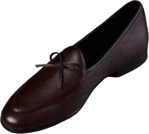 Men's Dress Shoes Belgian Loafers Leather Bow-Tie Slip On Penny Loafers Shoes Formal Business Casual Prom Wedding Tuxedo Shoes for Men
