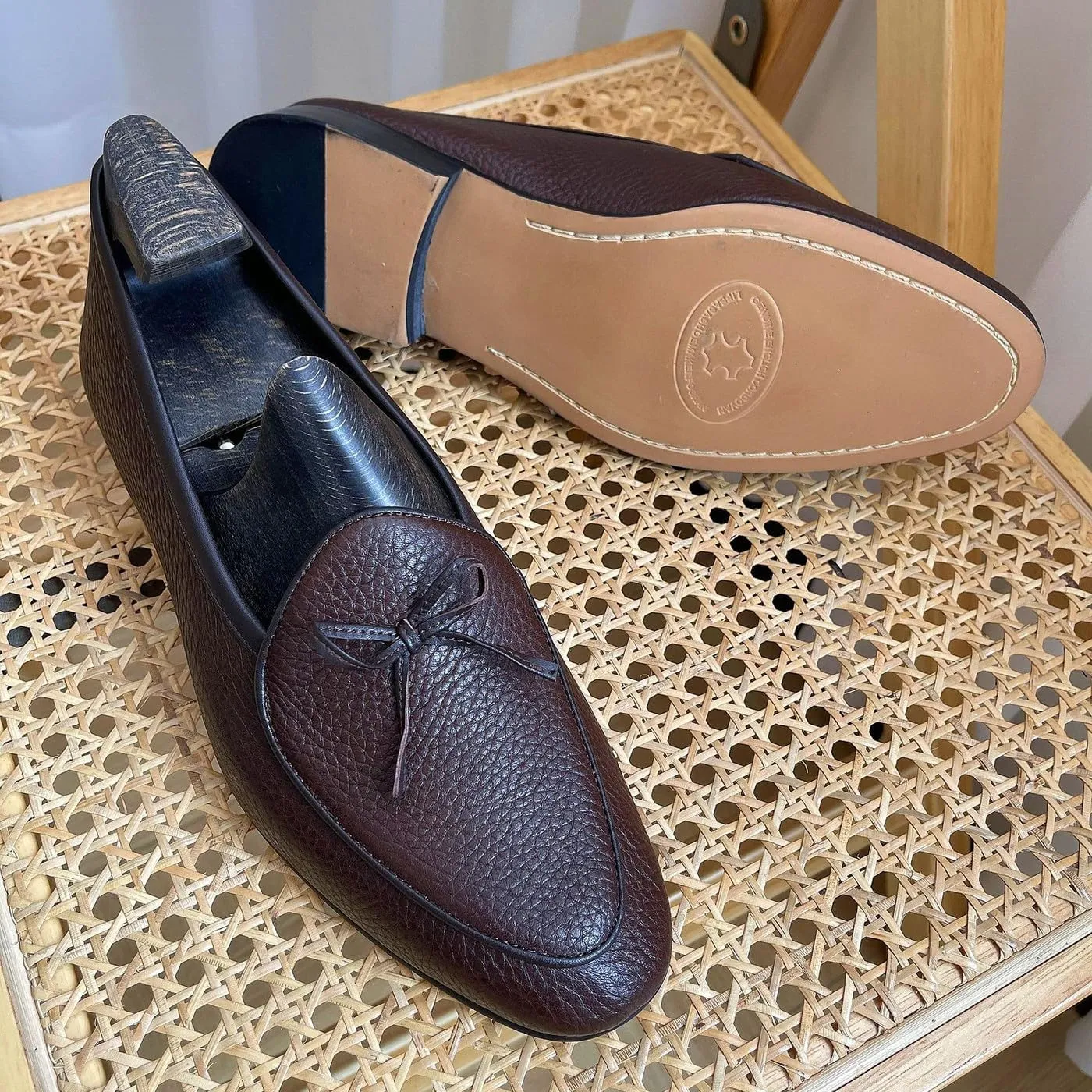 Men's Dress Shoes Belgian Loafers Leather Bow-Tie Slip On Penny Loafers Shoes Formal Business Casual Prom Wedding Tuxedo Shoes for Men