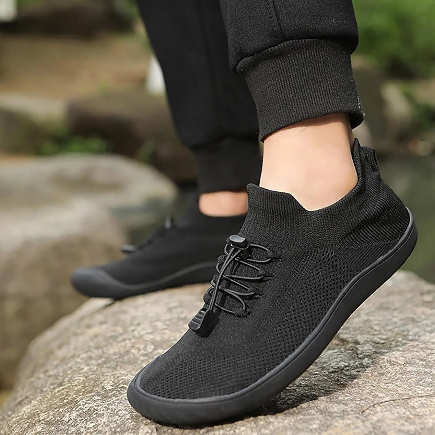 Mens Dress Shoes Casual Oxfords Shoes Knit Lightweight Tennis Shoes Men Comfortable Business Casual Shoes Platform Sneakers Black Tennis Shoe Loafers Casual Slip On
