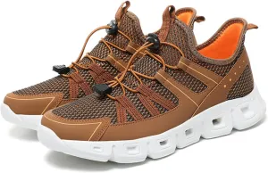 Men's Elastic Band Trail Running Shoes,Comfortable Breathable Mesh Soft Sole Convex Anti-Slip Jogging Training Shoes Fashion Platform Lightweight Outdoor Mountaineering Sneakers