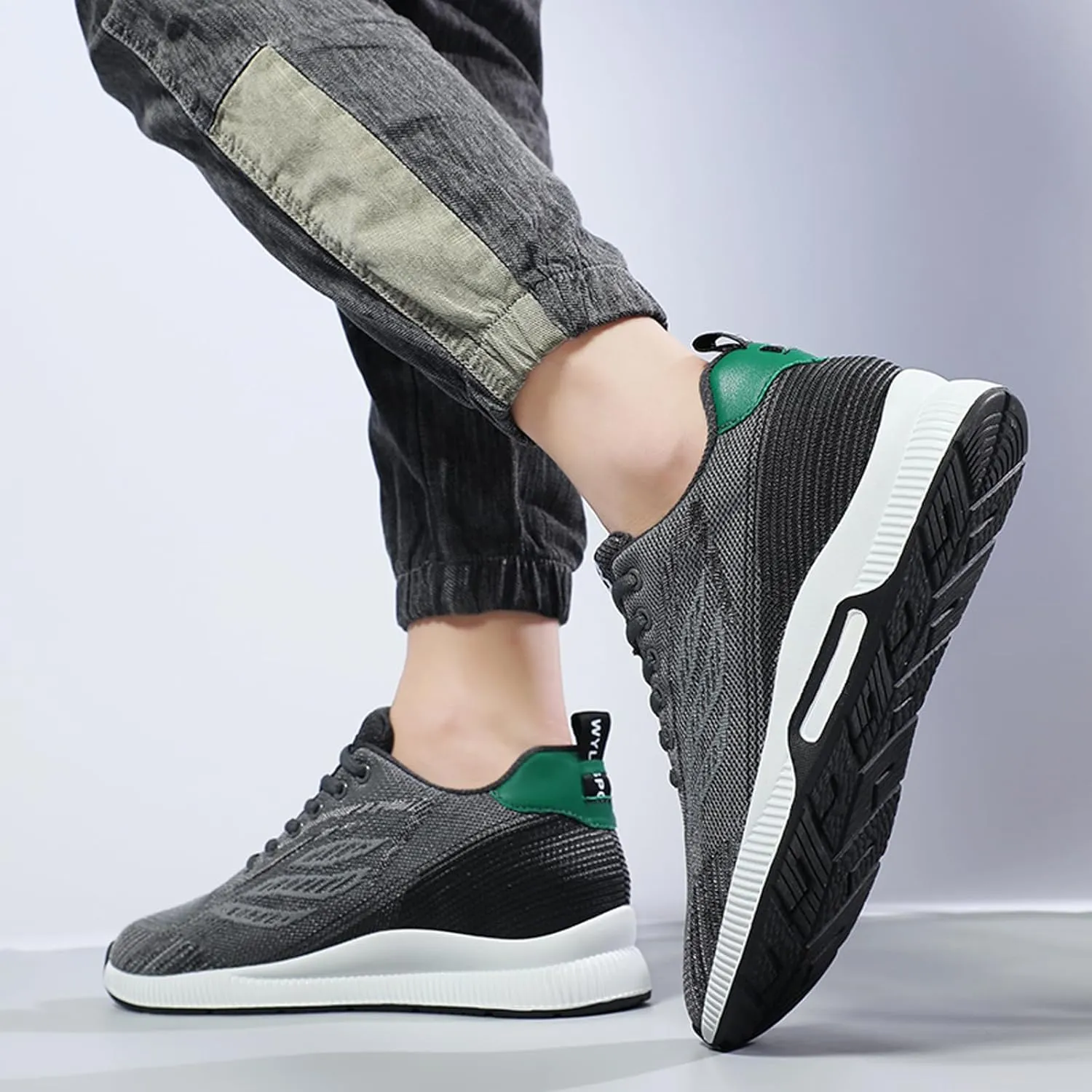 Men's Elevator Sneakers 2.36 Inch Invisible Height Increasing Lace up Fashion Sneakers