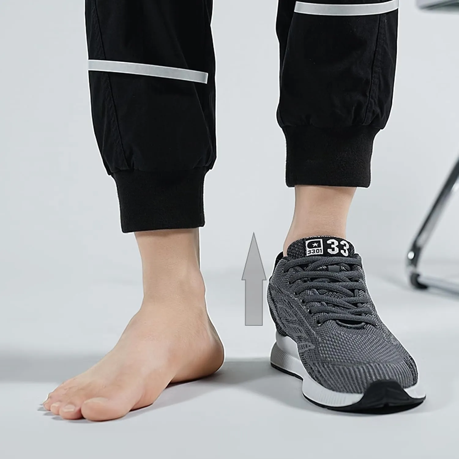 Men's Elevator Sneakers 2.36 Inch Invisible Height Increasing Lace up Fashion Sneakers