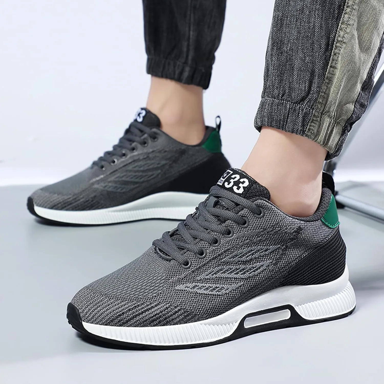 Men's Elevator Sneakers 2.36 Inch Invisible Height Increasing Lace up Fashion Sneakers