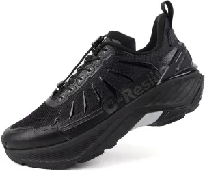 Men's Max Cushioned Quick Laces Hiking Walking Shoes with Arch Support Plantar Fasciitis Pain Relief Breathable Outdoor Trailing Running Sneakers Non Slip Trekking Camping Shoes