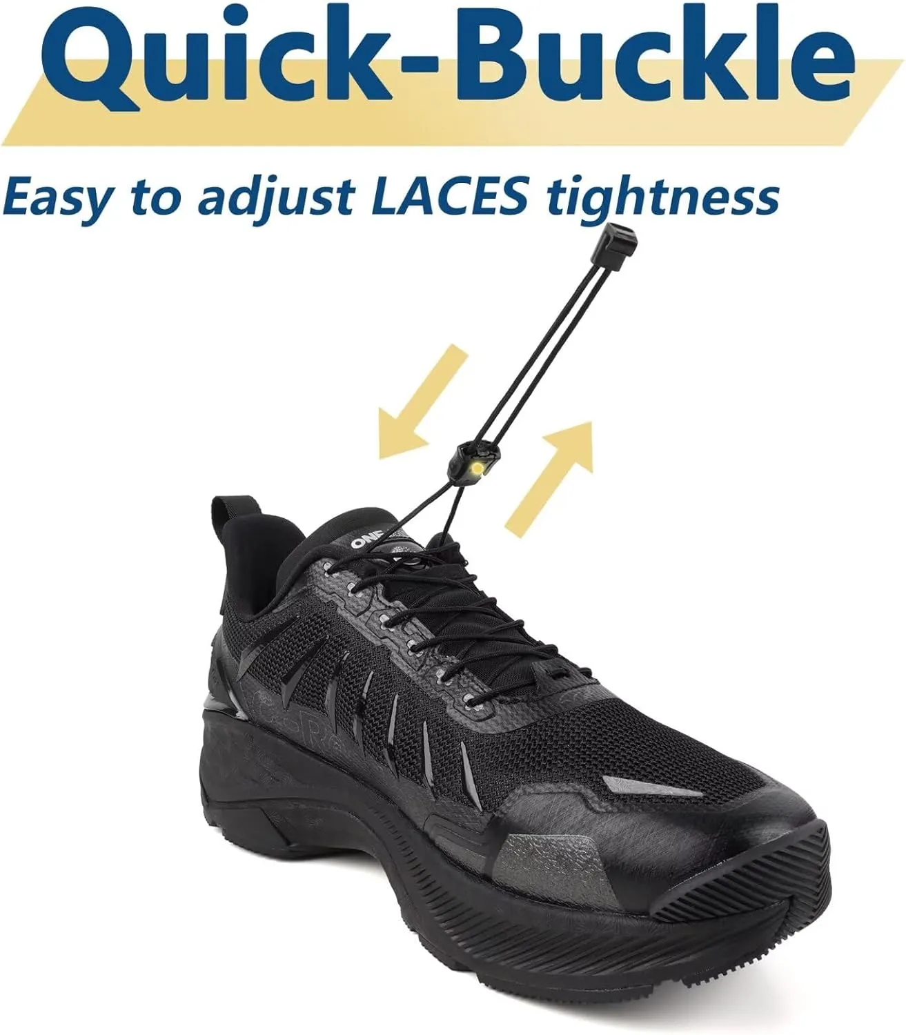 Men's Max Cushioned Quick Laces Hiking Walking Shoes with Arch Support Plantar Fasciitis Pain Relief Breathable Outdoor Trailing Running Sneakers Non Slip Trekking Camping Shoes