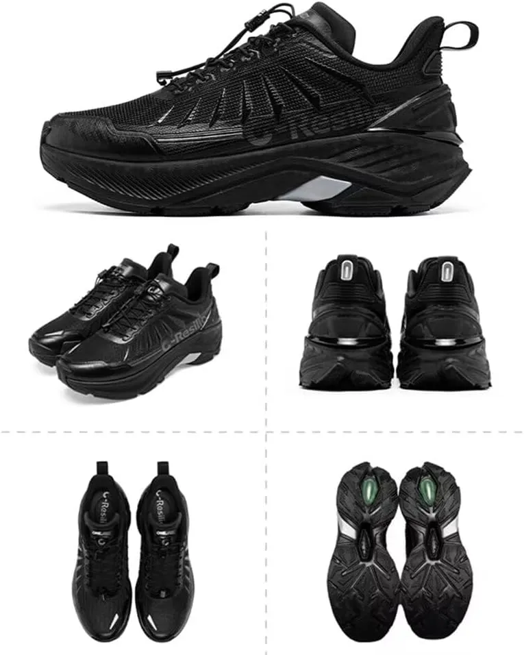 Men's Max Cushioned Quick Laces Hiking Walking Shoes with Arch Support Plantar Fasciitis Pain Relief Breathable Outdoor Trailing Running Sneakers Non Slip Trekking Camping Shoes