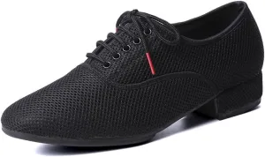 Men's Mesh Dance Shoes Breathable Black Ballroom Dancing Shoes Latin Salsa Social Teaching Practicing Shoes