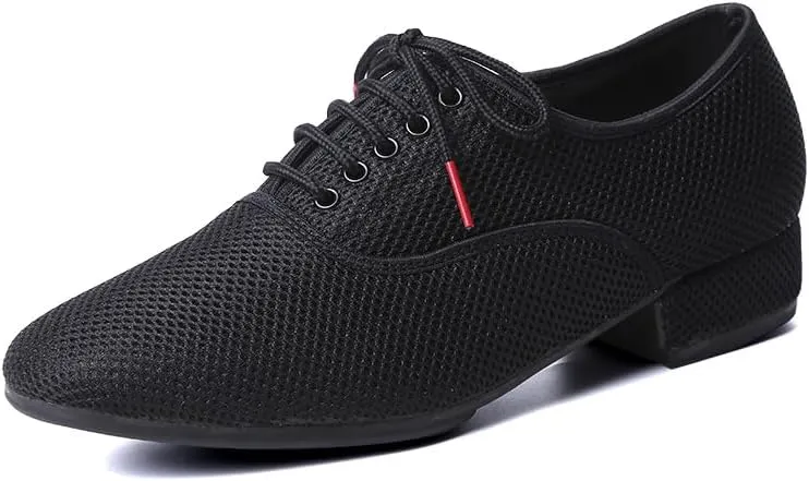 Men's Mesh Dance Shoes Breathable Black Ballroom Dancing Shoes Latin Salsa Social Teaching Practicing Shoes