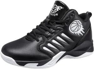Men's Mid-Top Basketball Shoes – Breathable, Non-Slip, Shock-Absorbing Lace-Up Sports Sneakers with PU Upper, Fabric Lining