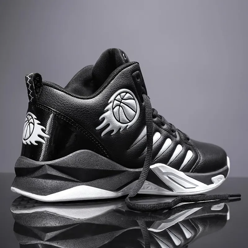 Men's Mid-Top Basketball Shoes – Breathable, Non-Slip, Shock-Absorbing Lace-Up Sports Sneakers with PU Upper, Fabric Lining