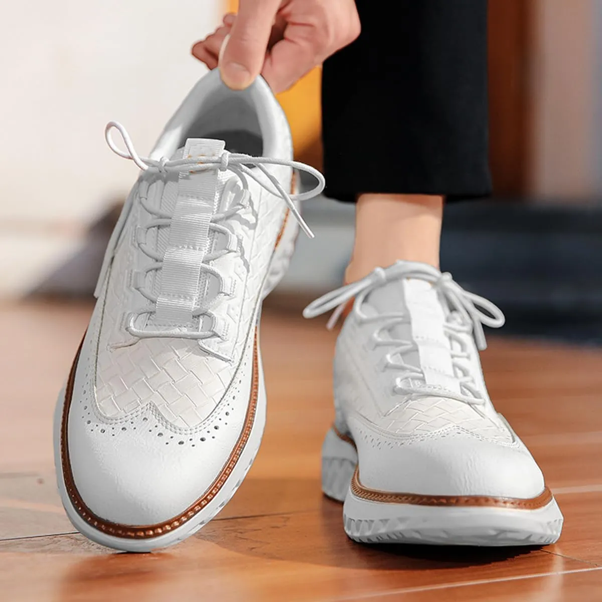 Men's Oxford Ridge Leather Sneakers – Breathable Lightweight Business Casual Shoes for Men, Ideal for Office & Weekend Outfits