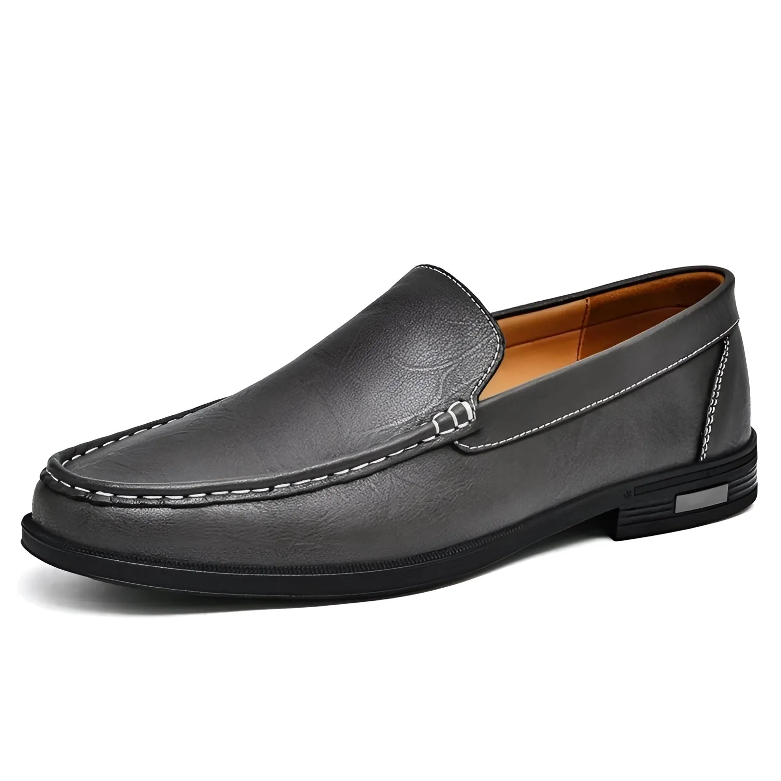 Men's Premium Blue Leather Penny Loafers - Luxury Slip-On Shoes