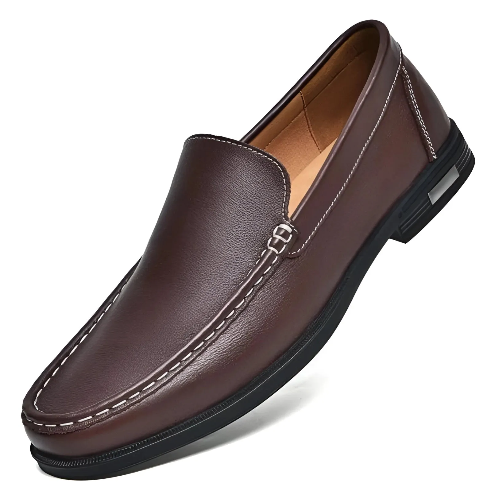 Men's Premium Blue Leather Penny Loafers - Luxury Slip-On Shoes