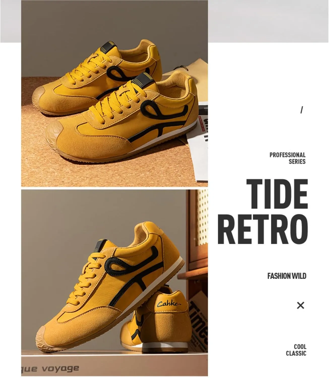 Men's Retro Fashion Sneakers Lace-Up Comfortable Casual Tennis Shoes Classic Aesthetic Walking Shoes