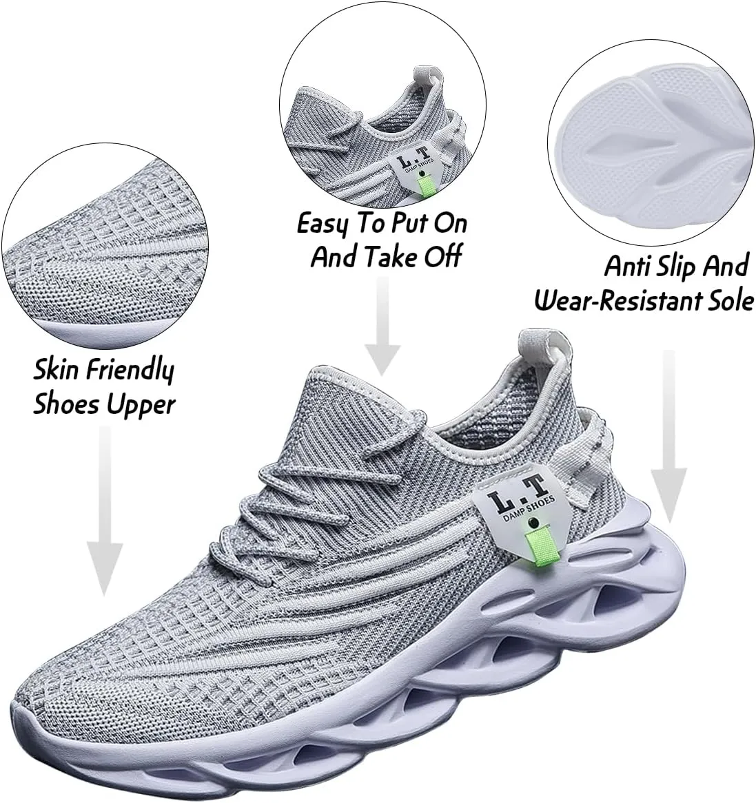 Mens Running Walking Tennis Shoes Mens Casual Fashion Gym Hiking Shoes for Men Sneakers Work Breathable Comfortable Lightweight