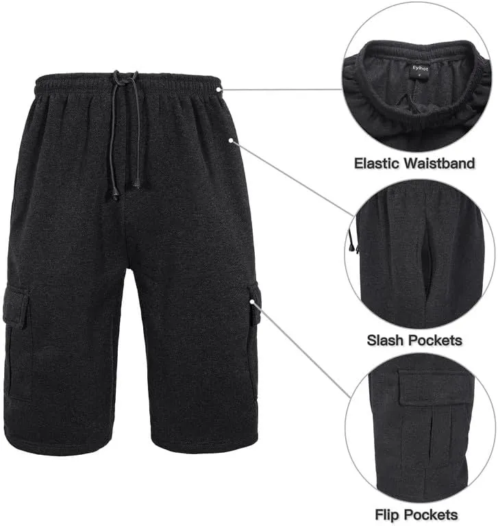 Mens Running Workout Shorts Lightweight Fleece Casual Athletic Gym Tennis Training Basketball Cargo Shorts
