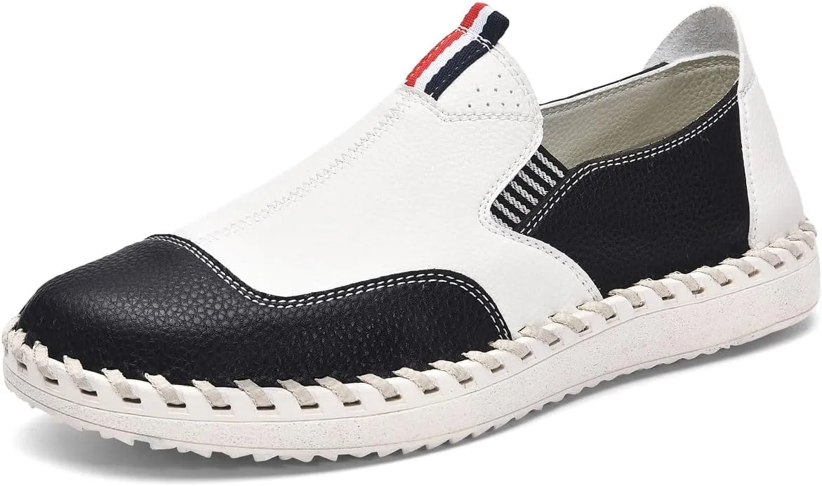 Men's Slip on Oxfords Boat Shoes Casual Leather Loafers Walking Sneakers Breathable Driving Dress Business Wokr Shoes