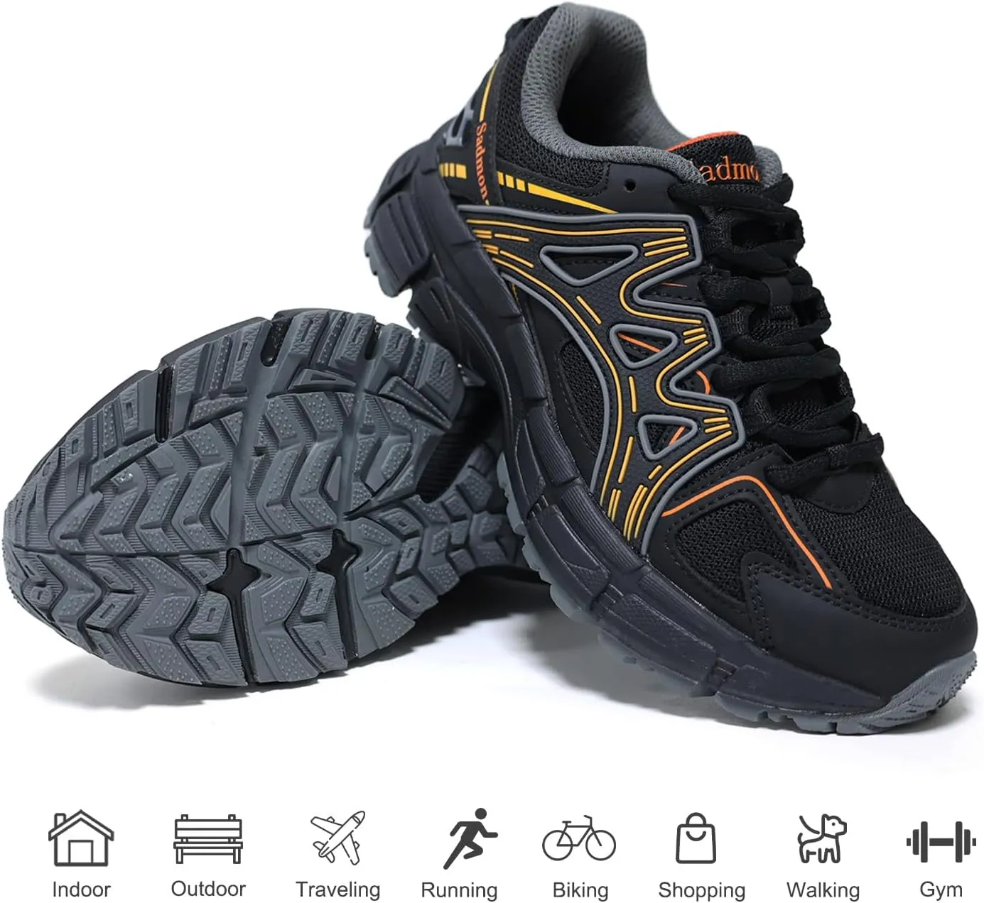 Men's Slip Resistant Trail Running Shoes - Supportive Athletic Shoes for Outdoor Fitness Walking, Road Running and Gym Training