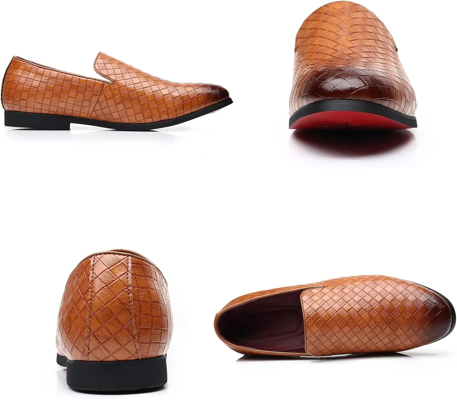 Men's Vegan Leather Smoking Loafers Slip-on Flat Casual Lightweight Driving Walking Shoes Business Dress Oxford Shoes