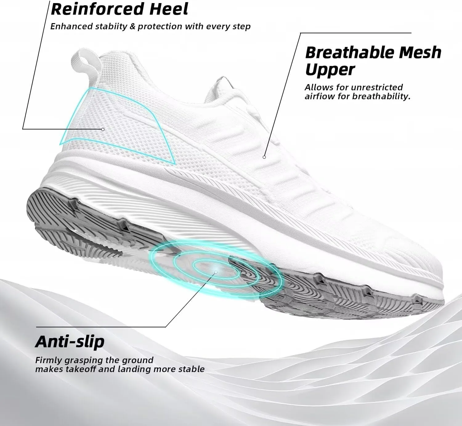 Mens Wide Walking Shoes Soft Sole Non Slip Running Comfortable Tennis Breathable Athletic Gym Workout Sport Sneakers