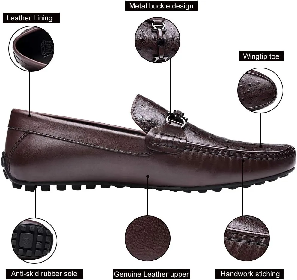 Mens's Loafers Genuine Leather Penny Loafers Slip on Casual Shoes Non Slip Lightweight Office Shoes