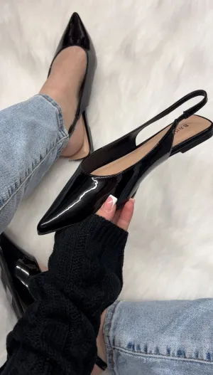 Mila Pointed Toe Flats - Black