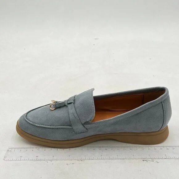 Milooey Steel Blue Round Toe Loafers Slip On Moccasins Driving Penny Loafers