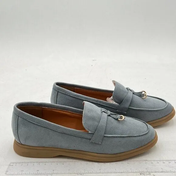 Milooey Steel Blue Round Toe Loafers Slip On Moccasins Driving Penny Loafers
