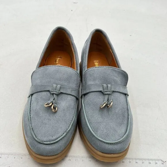 Milooey Steel Blue Round Toe Loafers Slip On Moccasins Driving Penny Loafers