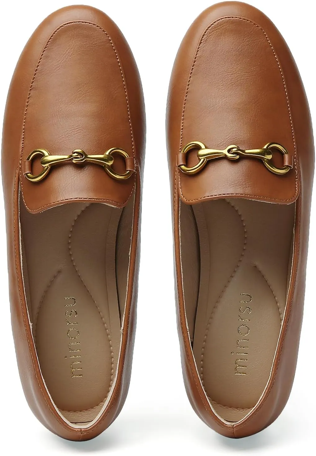 Minorsu Buckle Loafers for Women Slip On Round Toe Dress Flats Business Casual Work Driving Shoes